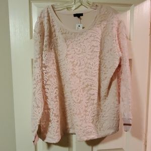 New w/tags pale pink lace Lane Bryant sweatshirt